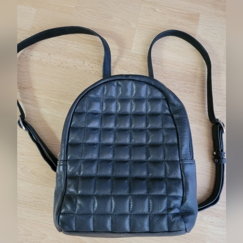 Still‎ Nordic Black Genuine Leather Quilted Backpack